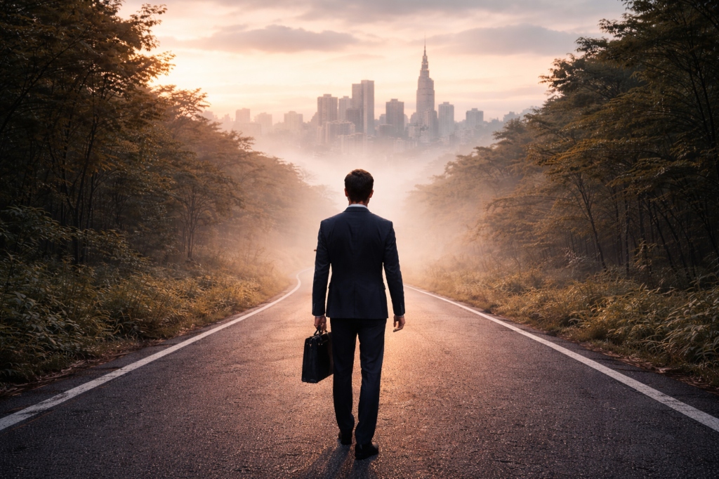 Lawyer walking down street in asia symbolizing the complex transition of international relocation